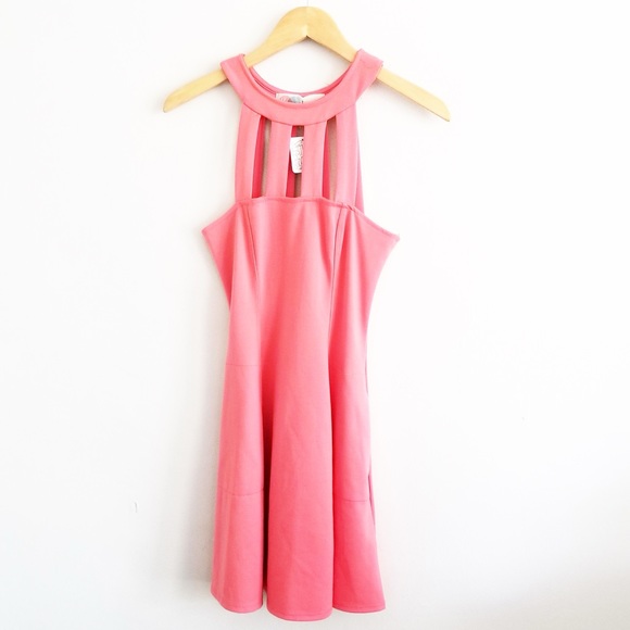 Free People Dresses & Skirts - Free People Beach Coral Cut Out Fit n Flare Dress